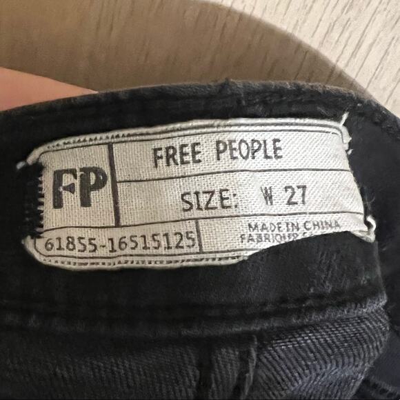 Free People Distressed Black Skinny Raw Hem Jeans - Picture 3 of 4